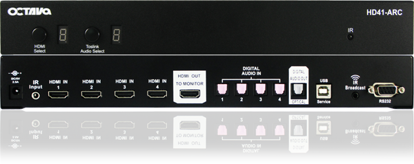 4x1 HDMI Switch with Audio Output-HD41arc-front-back-view