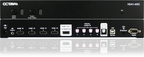 4x1 HDMI Switch with Audio Output-HD41arc-front-back-view