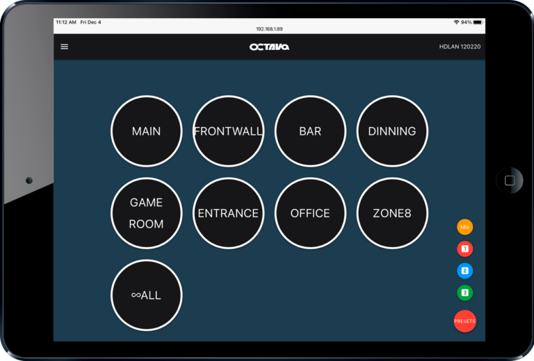 Octava HDLAN Control App | iPad| | Home