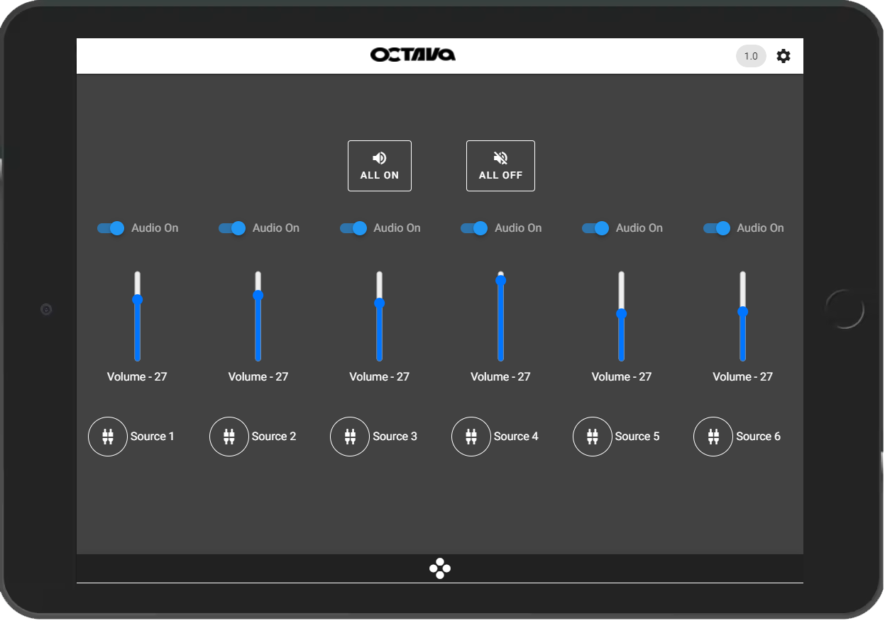 Controller App Interface for Octava Audio Matrix Control AZMC6