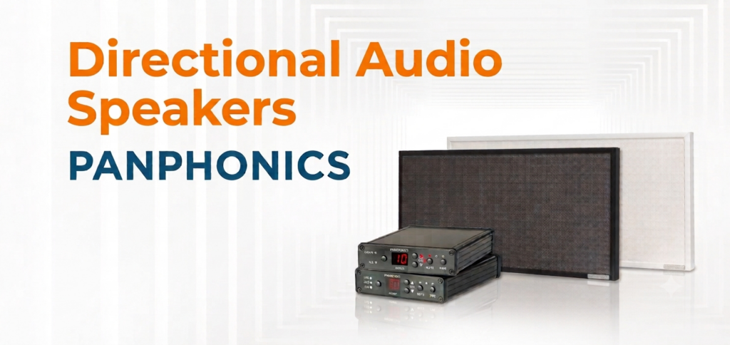 Panphonics directional audio speaker panels and amplifiers