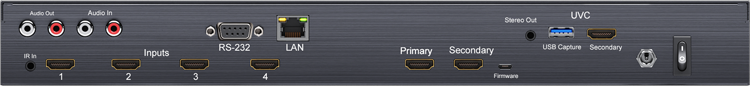 Octava MVPS-UHD42VC 4 Input 2 Output Presentation Switch with Video Capture- backview